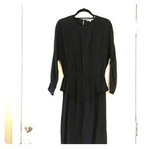 & Other Stories Black Peplum Knee Length Dress
