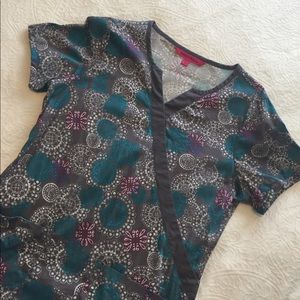 Jewel tone printed scrub top M