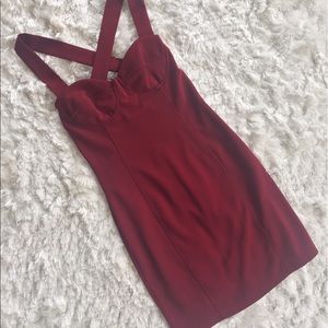 FINAL PRICE DROP Deep Red Bustier Cross Back Dress