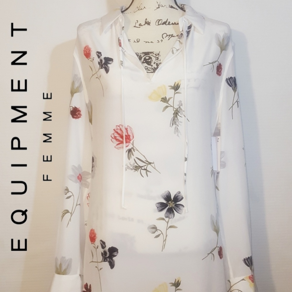 Equipment Femme Floral Print Silk Blouse