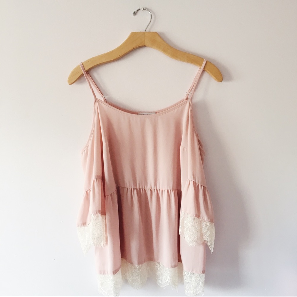 Pink bell sleeve top