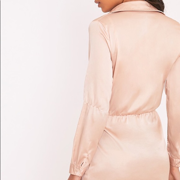 PRETTYLITTLE THING CHAMPAGNE SILK DRESS W/TAGS - Picture 3 of 3