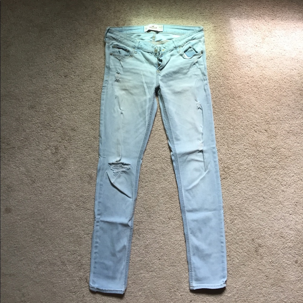 Lightly distressed light wash jeans