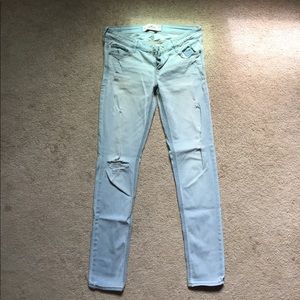 Lightly distressed light wash jeans