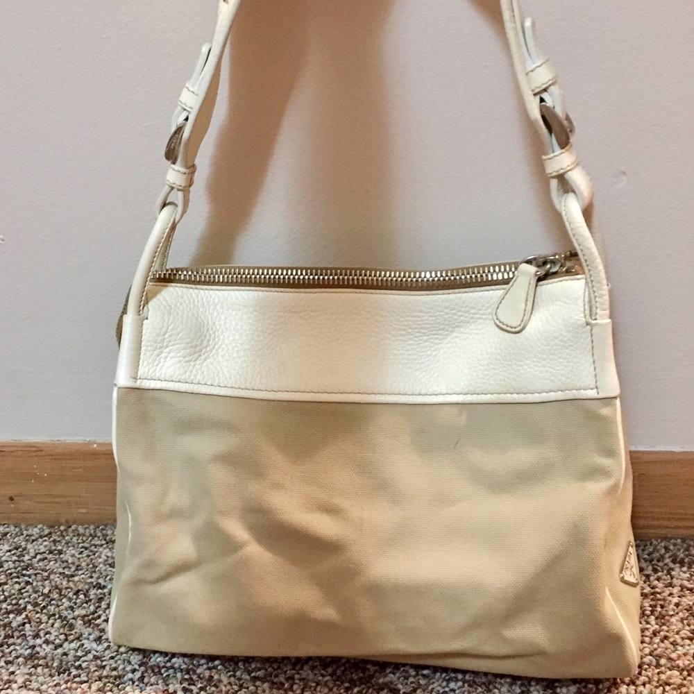 PRADA Canvas & Leather - Beige/White TOTE bag