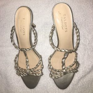 Strappy Platinum Leather Heels