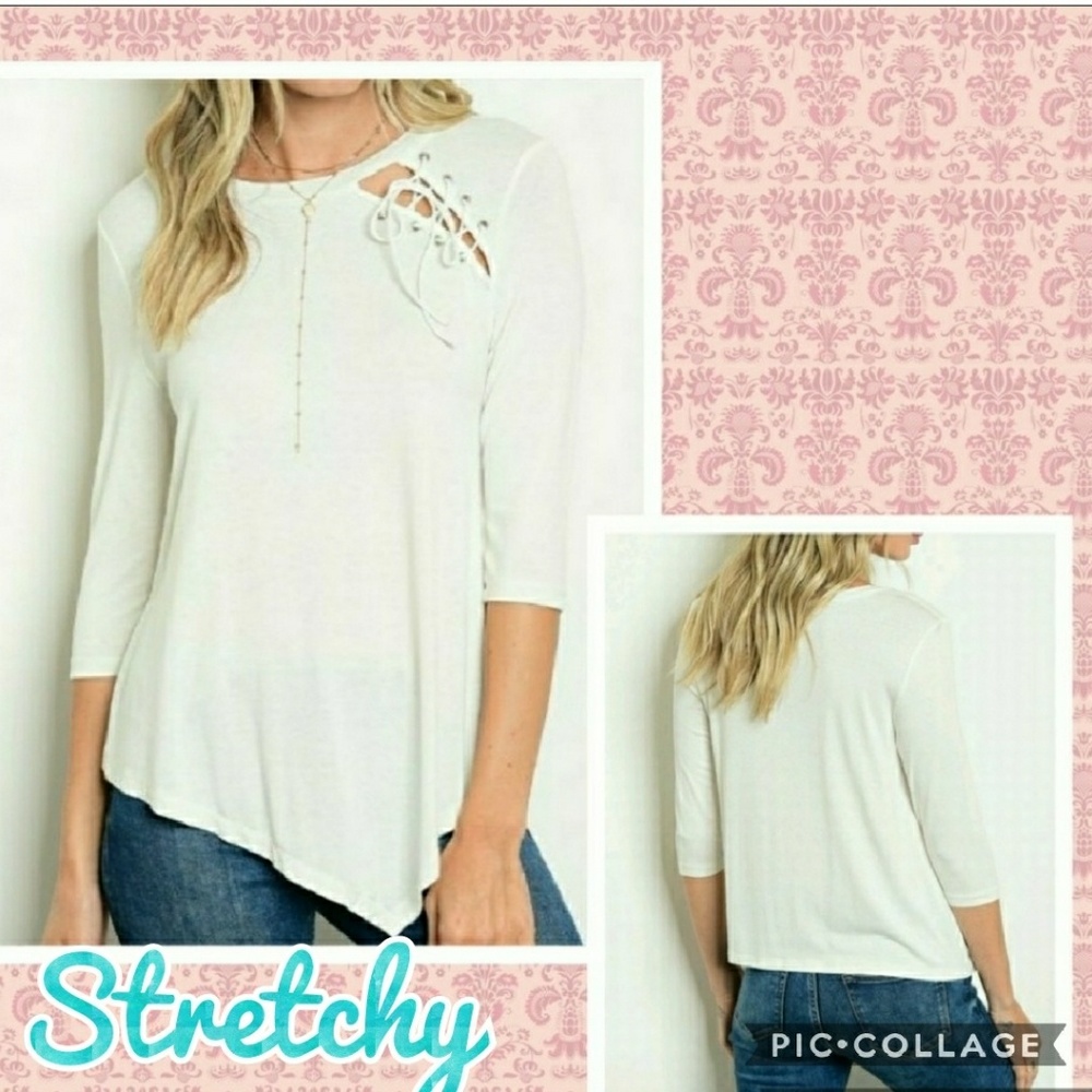 🔥SALE🔥"SLOANE" 🆕Ivory Assymetrical Top
