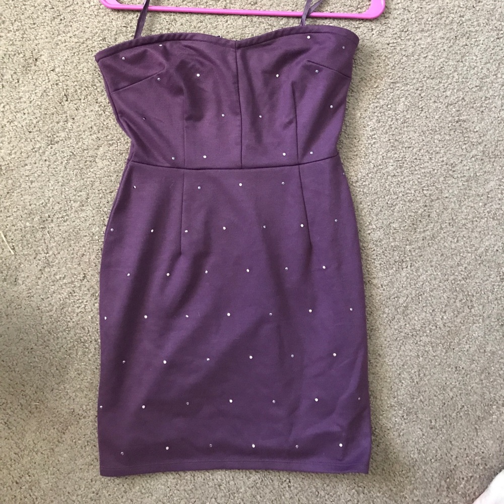 Strapless plum dress!