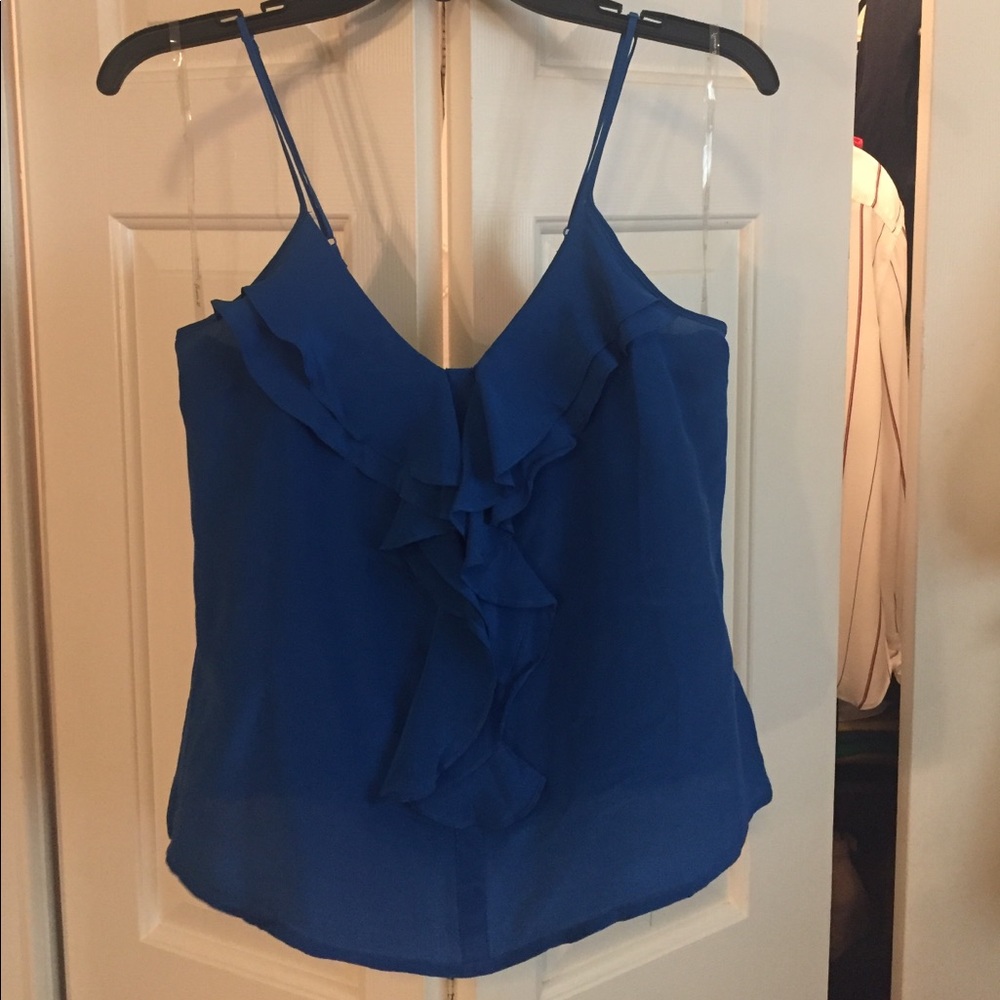 Blue ruffle dressy tank