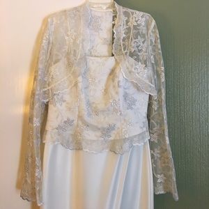 Poly USA formal beaded lace gown XL NWOT