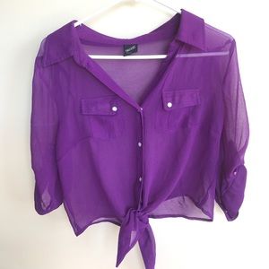 Almost crop top purple button up!