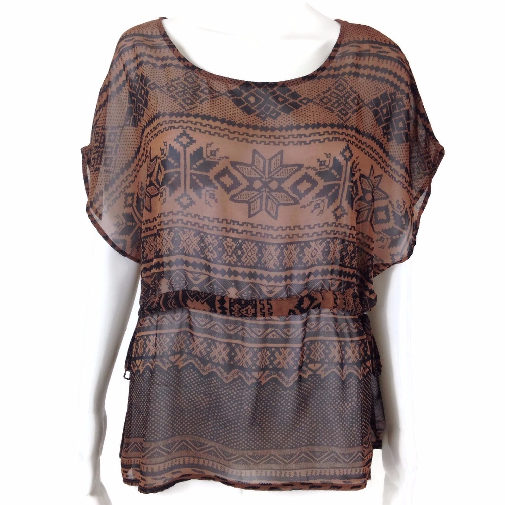 Lush (Nordstrom) Semi Sheer Top with Drawstring