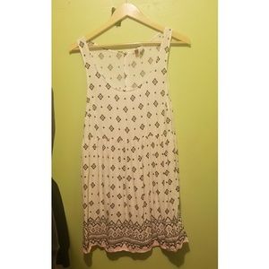 CLEARANCE White Tank Top Dress With Pink Pattern