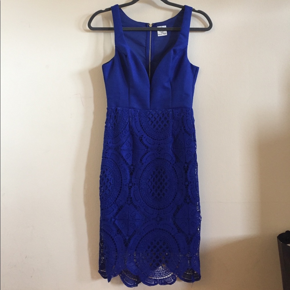 Blue lace bodice dress
