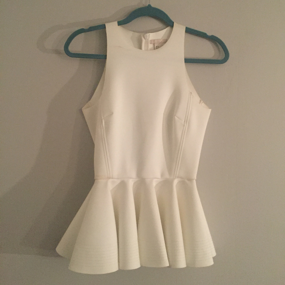 H&M White extreme peplum tank
