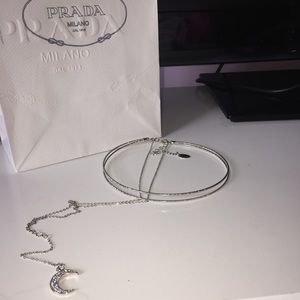 Silver diamond moon choker