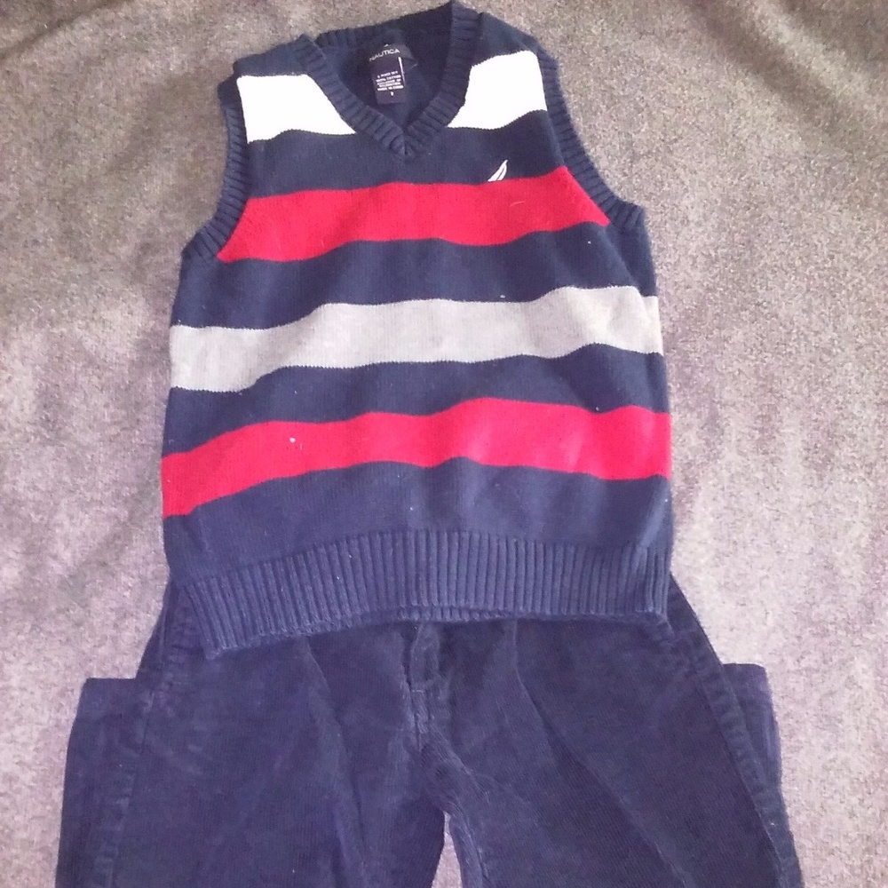 Nautica Vest and Corduroy Outfit. Size 7