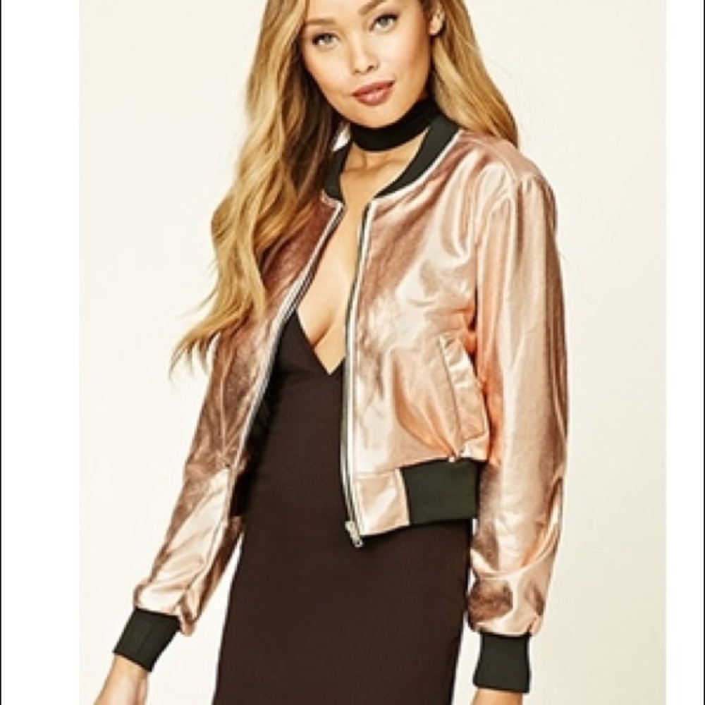FOREVER 21 COPPER METALLIC BOMBER JACKET NEW