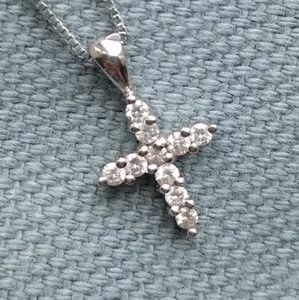 White Gold and Diamond Cross Necklace