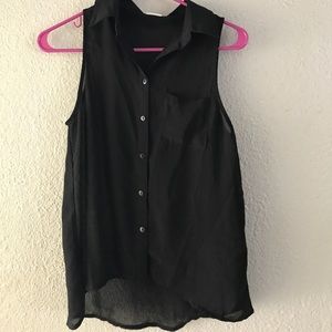 Sheer black button up tank!