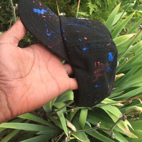 Skull Red and Blue Paint Splatter Strapback - Picture 3 of 4