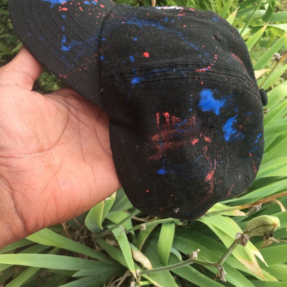 Skull Red and Blue Paint Splatter Strapback - Picture 4 of 4