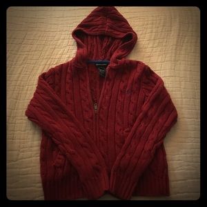 Ralph Lauren Cable Knit Zippered Hoodie Sweater