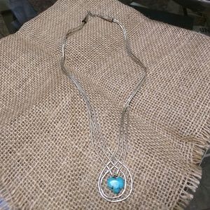 Silver multi strand  silver Turquoise Necklace
