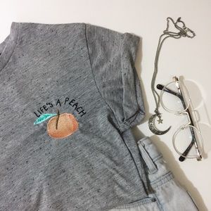 Embroidered "Life's A Peach" TOPSHOP Shirt