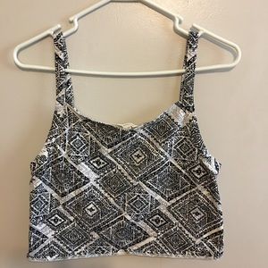 Black and White Printed Crop Top