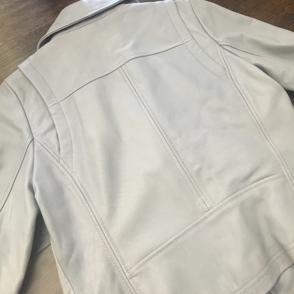 NEW Michael Kors Leather Light Gray Moto Jacket M - Picture 7 of 7