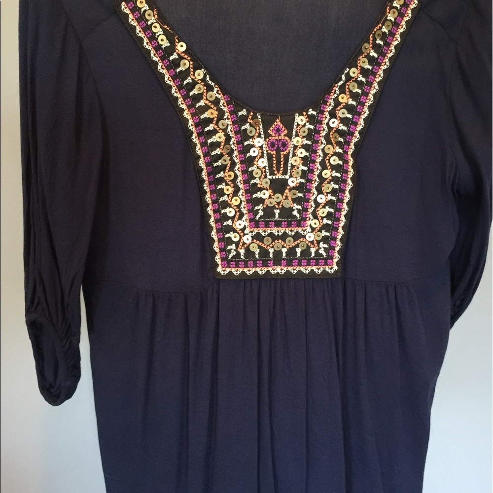 Blue embroidered with sequins blouse