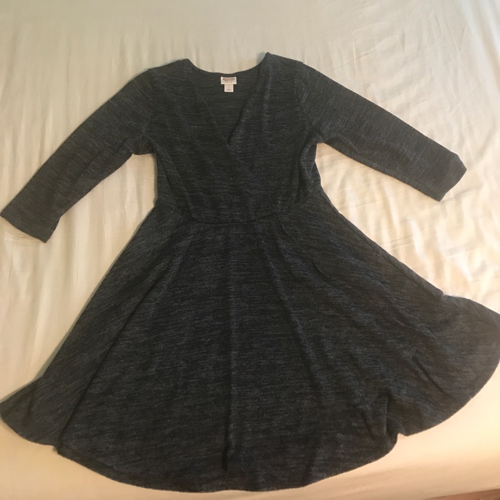 Grey 3/4 Sleeve Wrap Dress