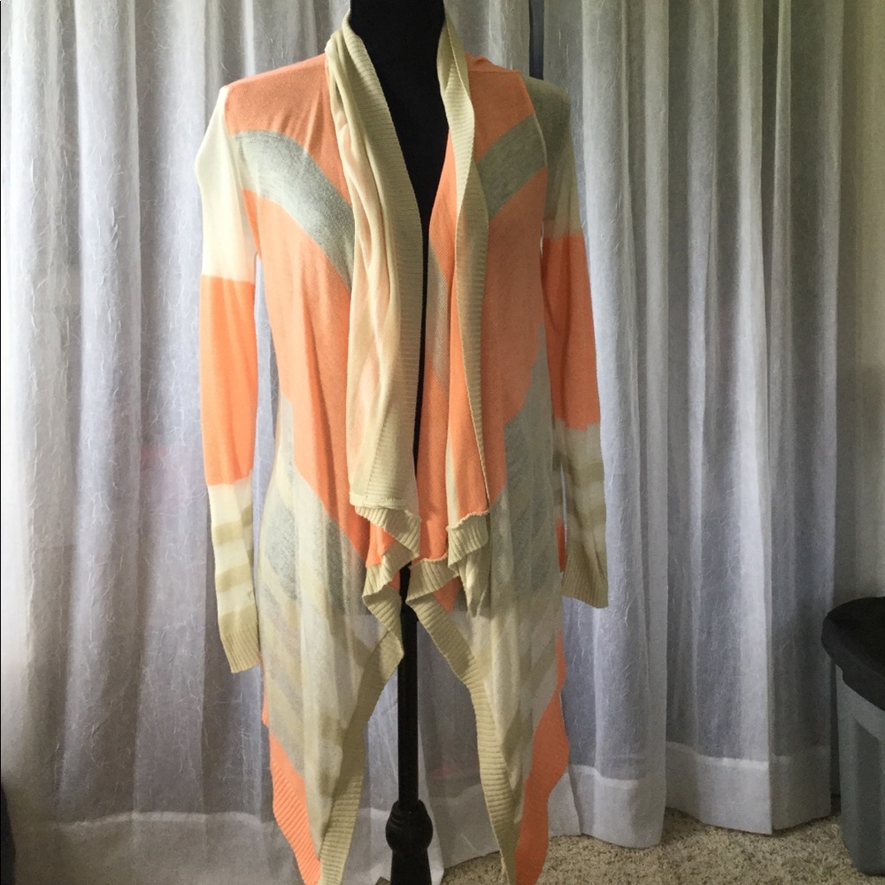 Coral and cream cardigan
