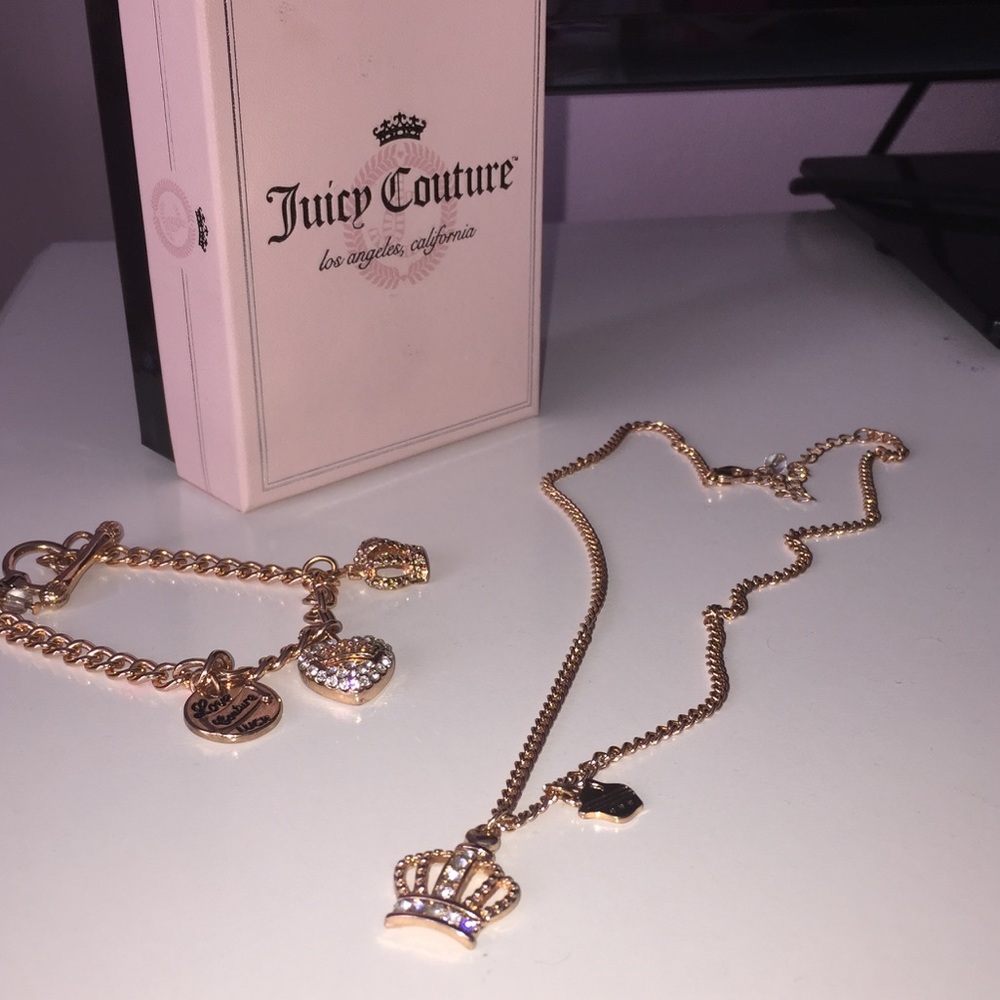 Juicy Couture rose gold bracelet and necklace set