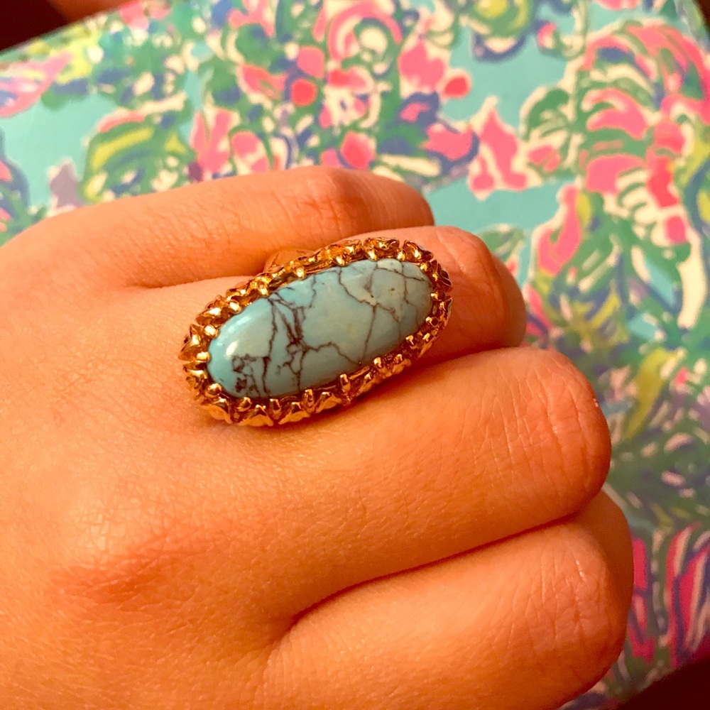 Metal + Stone Turquoise/Gold Ring