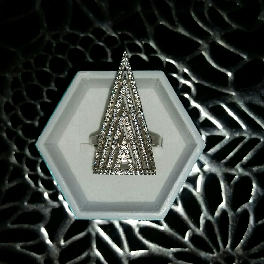 Sterling Silver & CZ Crystal Ring Size 7
