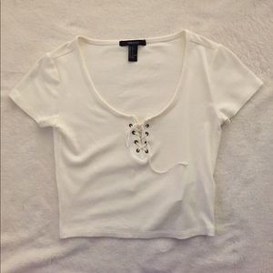 Ribbed white crop top