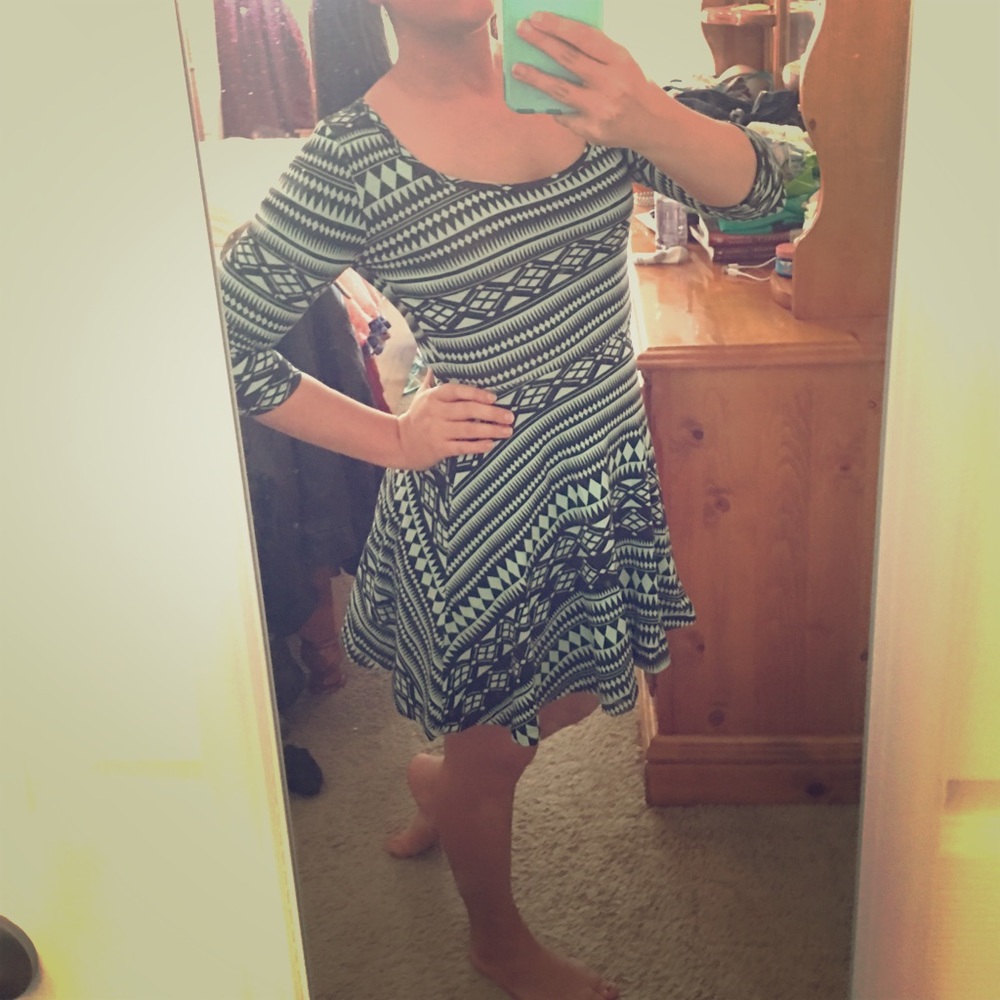 Black & Mint Tribal Dress From Charlotte Russe