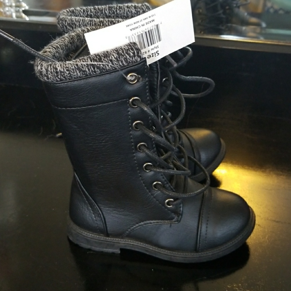 Children's black combat boots