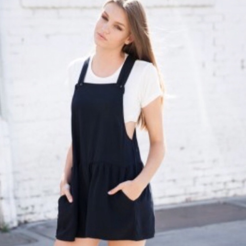 Brandy Black Overall-Style Romper