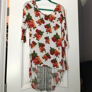 Floral high-low top