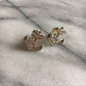 Silver Anchor Diamond Earrings