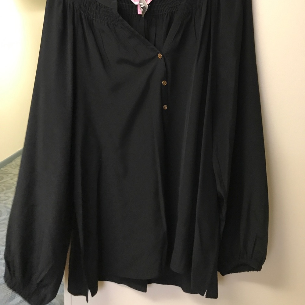 Lilly Pulitzer black silk Elsa blouse size large