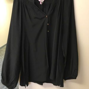 Lilly Pulitzer black silk Elsa blouse size large