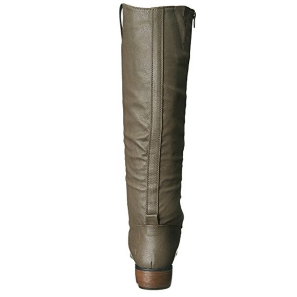 Military Green Half Laced Knee High Combat Boots - Picture 5 of 6