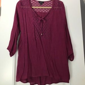 Burgundy peasant top