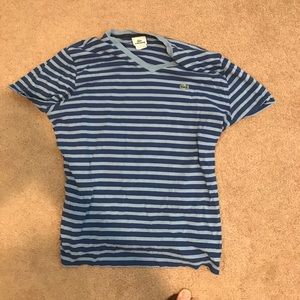 Men's Lacoste Blue Striped Tee Shirt Size 7 (XL)