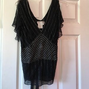 Adrianna Papell Formal Silk Beaded Top