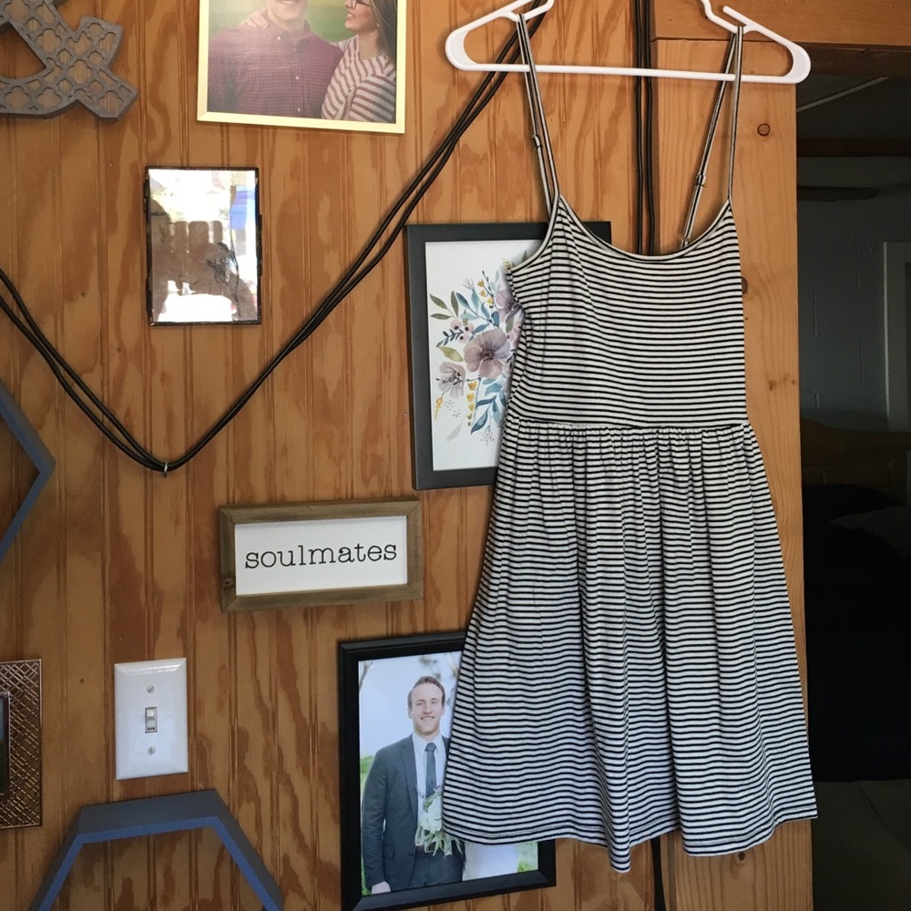 Black and white striped dress